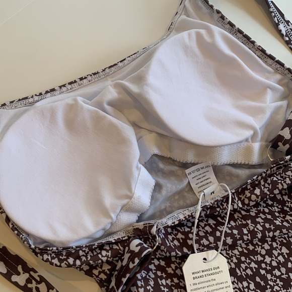 NWT Made with Love Brown and White Swim Dress Tankini Top Women’s Medium - Picture 4 of 12